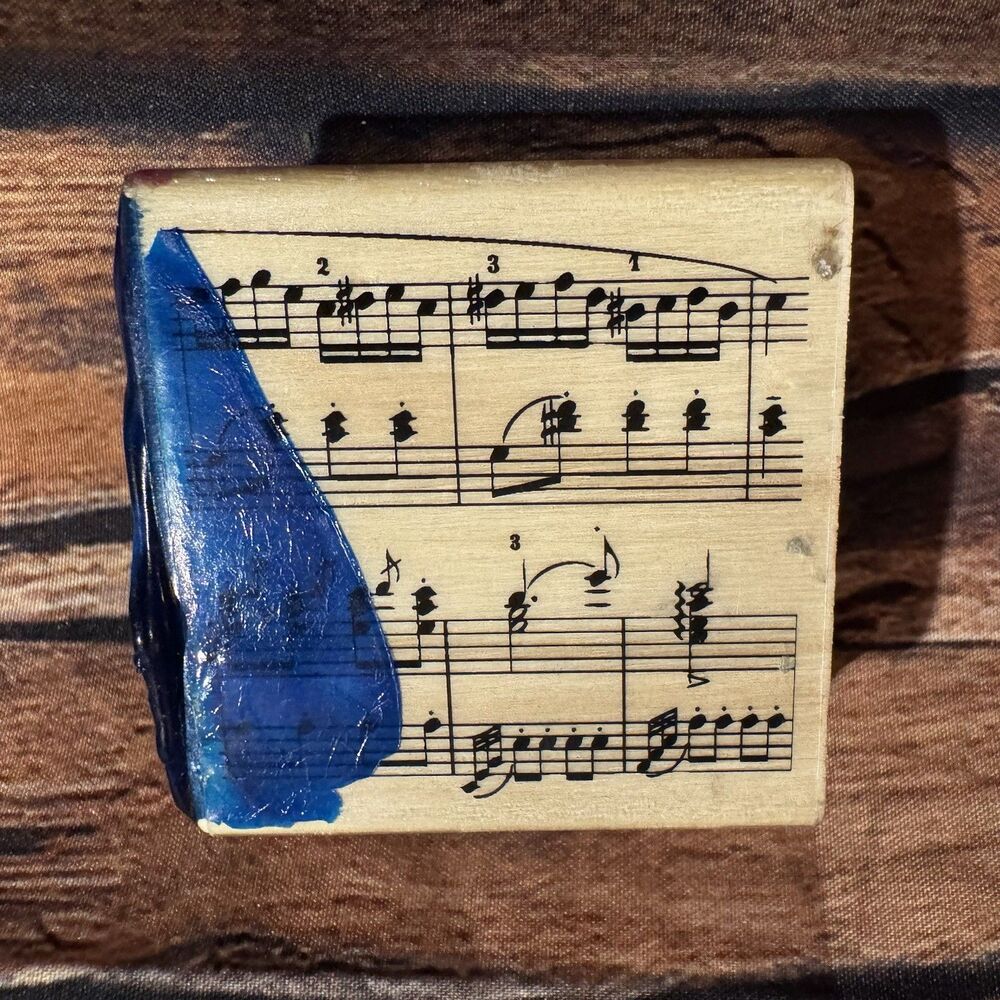 Music Score Rubber Stamp Wooden Mounted Crafting Scrapbooking Greeting Cards